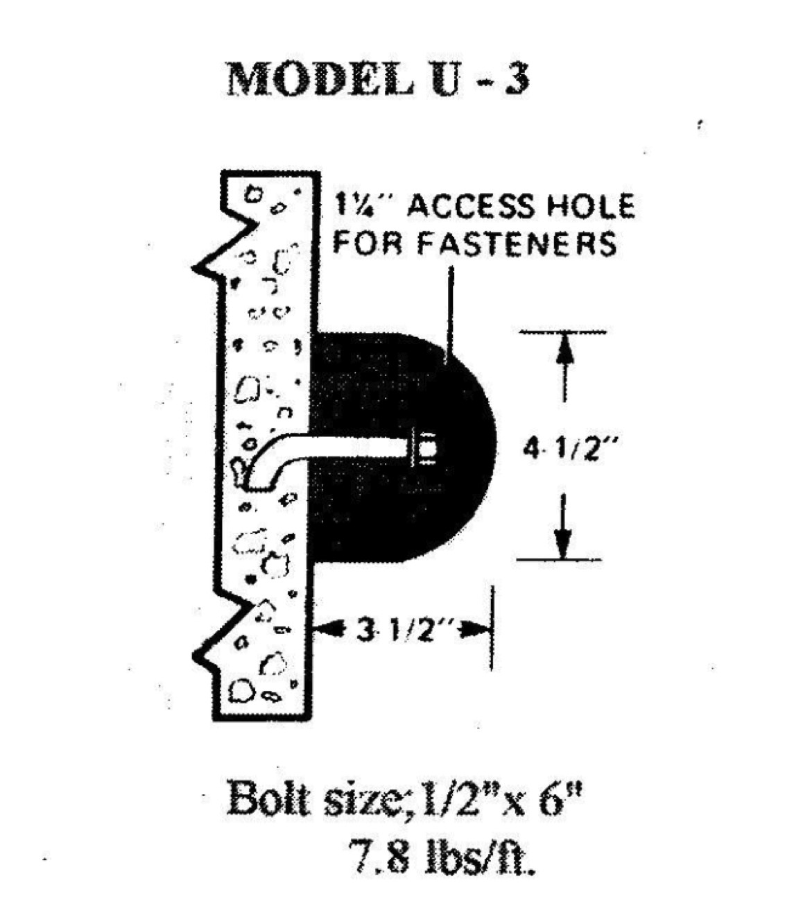 Model U-3 Extruded Dock Bumpers