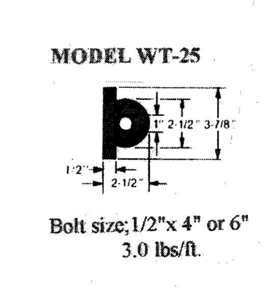 Model WT-25 Extruded Dock Bumpers