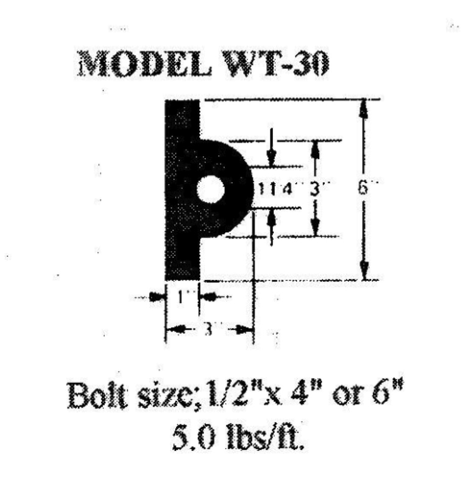 Model WT-30 Extruded Dock Bumpers