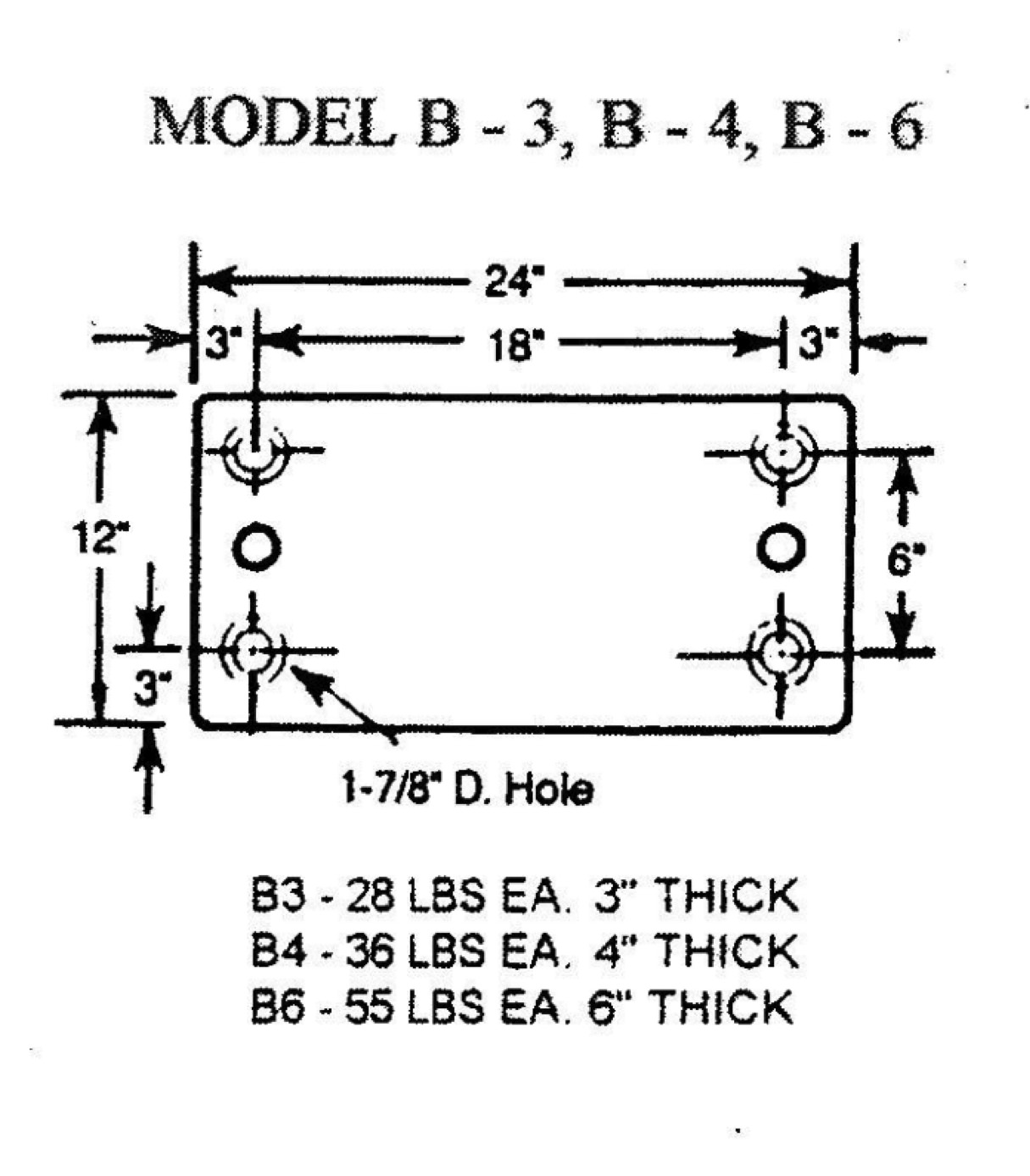 Model B-3, 4, 6 Molded Dock Bumpers